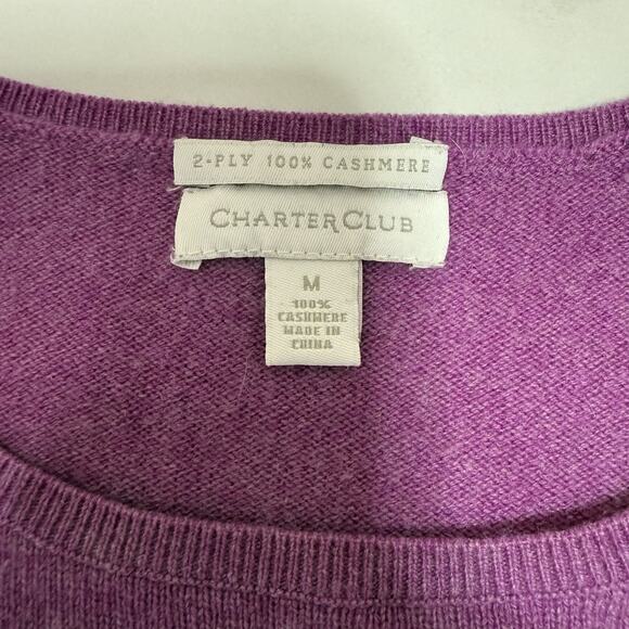 Charter Club Cashmere Turtleneck Sweater Medium Petite Plum Purple 2 Ply Women - Picture 7 of 9